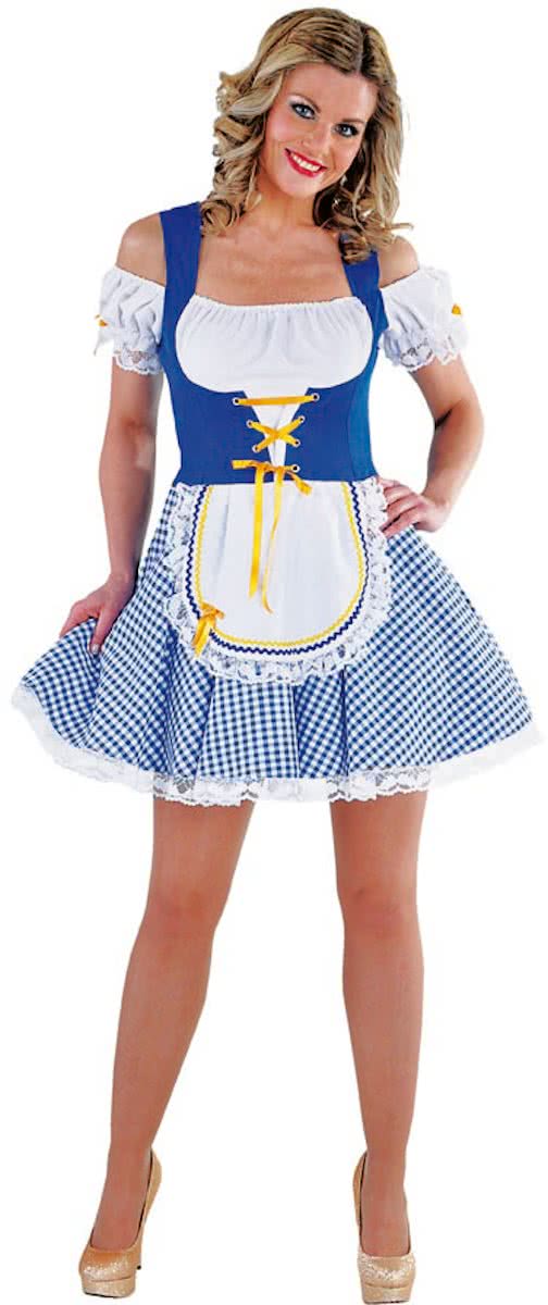Beiers jurkje in blauw wit | Oktoberfest dirndl maat XXL (50-52)
